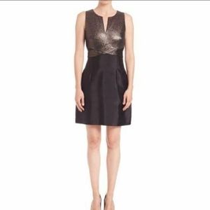 Trina Turk Bronze Metallic Lyrah Mikado Dress - Size 10
